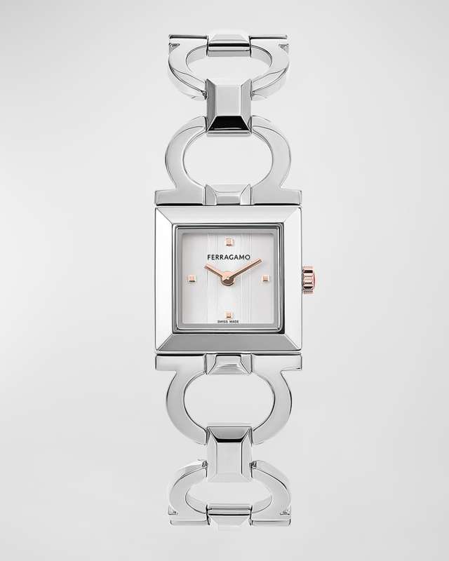 20mm Double Gancini Square Watch with Bracelet Strap
